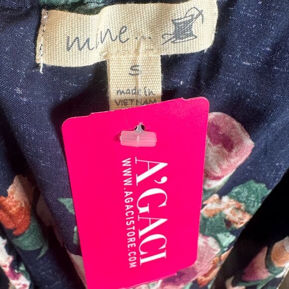 A’gaci navy floral ruffle one shoulder peplum top size small NWT - Picture 4 of 6